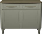 Light Grey Narrow Small Sideboard with Oak Top - Home Furniture Interiors