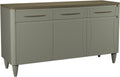Grey Wide Sideboard Scandi Oak Top 3 Doors 3 Drawers