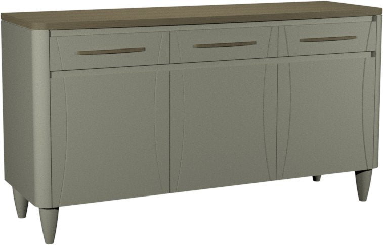 Grey Wide Sideboard Scandi Oak Top 3 Doors 3 Drawers
