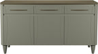 Grey Wide Sideboard Scandi Oak Top 3 Doors 3 Drawers - Home Furniture Interiors