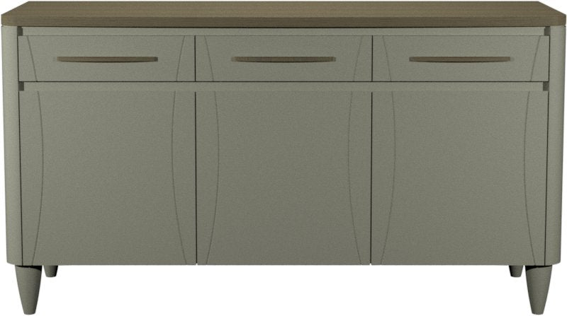 Grey Wide Sideboard Scandi Oak Top 3 Doors 3 Drawers - Home Furniture Interiors