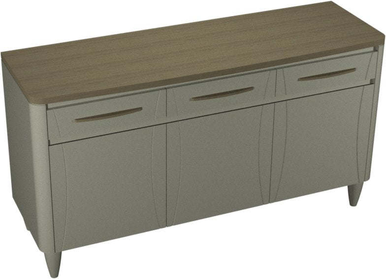 Grey Wide Sideboard Scandi Oak Top 3 Doors 3 Drawers - Home Furniture Interiors