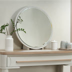 Light Grey Wooden Round Vanity Dressing Table Mirror