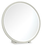 Light Grey Wooden Round Vanity Dressing Table Mirror - Home Furniture Interiors