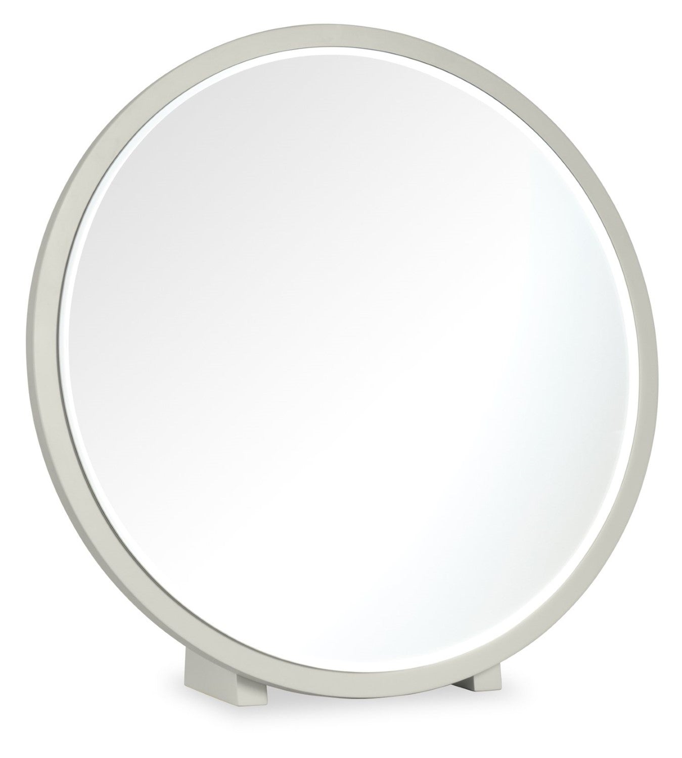 Light Grey Wooden Round Vanity Dressing Table Mirror - Home Furniture Interiors