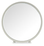 Light Grey Wooden Round Vanity Dressing Table Mirror - Home Furniture Interiors