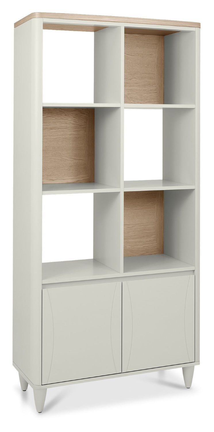 Grey and Scandi Oak 2 Door Open Display Shelving Unit
