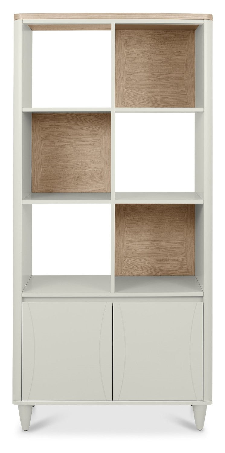 Grey and Scandi Oak 2 Door Open Display Shelving Unit - Home Furniture Interiors