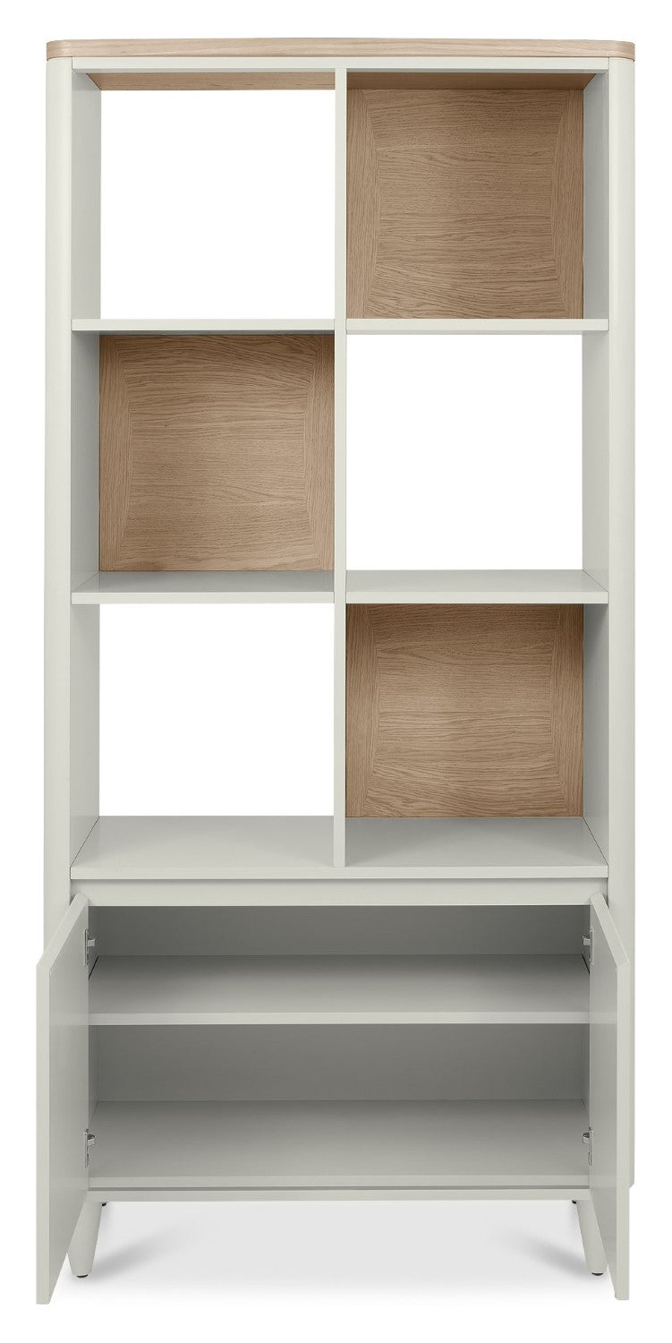 Grey and Scandi Oak 2 Door Open Display Shelving Unit - Home Furniture Interiors