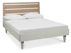 Light Oak and Grey Double Slatted Bedstead - Home Furniture Interiors