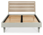 Light Oak and Grey Double Slatted Bedstead - Home Furniture Interiors