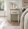 Light Grey 1 Drawer Nightstand With Oak Top And Handle