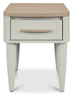 Light Grey 1 Drawer Nightstand With Oak Top And Handle - Home Furniture Interiors