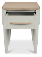 Light Grey 1 Drawer Nightstand With Oak Top And Handle - Home Furniture Interiors