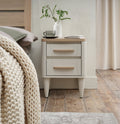Grey 2 Drawer Nightstand With Oak Top And Handles
