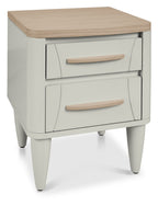 Grey 2 Drawer Nightstand With Oak Top And Handles - Home Furniture Interiors