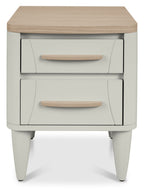 Grey 2 Drawer Nightstand With Oak Top And Handles - Home Furniture Interiors