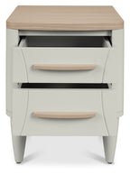 Grey 2 Drawer Nightstand With Oak Top And Handles - Home Furniture Interiors