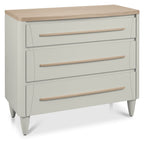 Light Grey Small Chest Of 3 Drawers with Oak Top - Home Furniture Interiors