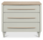 Light Grey Small Chest Of 3 Drawers with Oak Top - Home Furniture Interiors