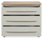 Light Grey Small Chest Of 3 Drawers with Oak Top - Home Furniture Interiors