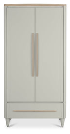 Grey 2 Door 1 Drawer Double Wardrobe Light Oak Trim - Home Furniture Interiors