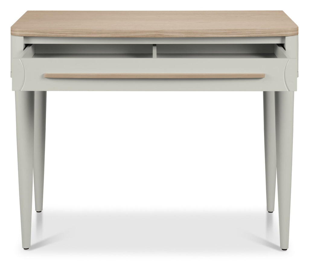 Grey 1 Drawer Dressing Table Scandi Oak Top And Handle - Home Furniture Interiors