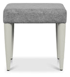 Light Grey Wood Dressing Table Stool Grey Fabric Seat - Home Furniture Interiors