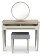 Light Grey Wood Dressing Table Stool Grey Fabric Seat - Home Furniture Interiors