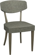 Grey Fabric Carved Back Dining Chair Oak Frame