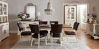 2 Tone Table And 6 Ivory Chairs in Brown Leather