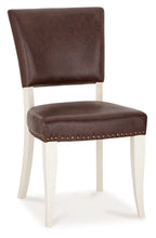 2 Tone Table And 6 Ivory Chairs in Brown Leather - Home Furniture Interiors