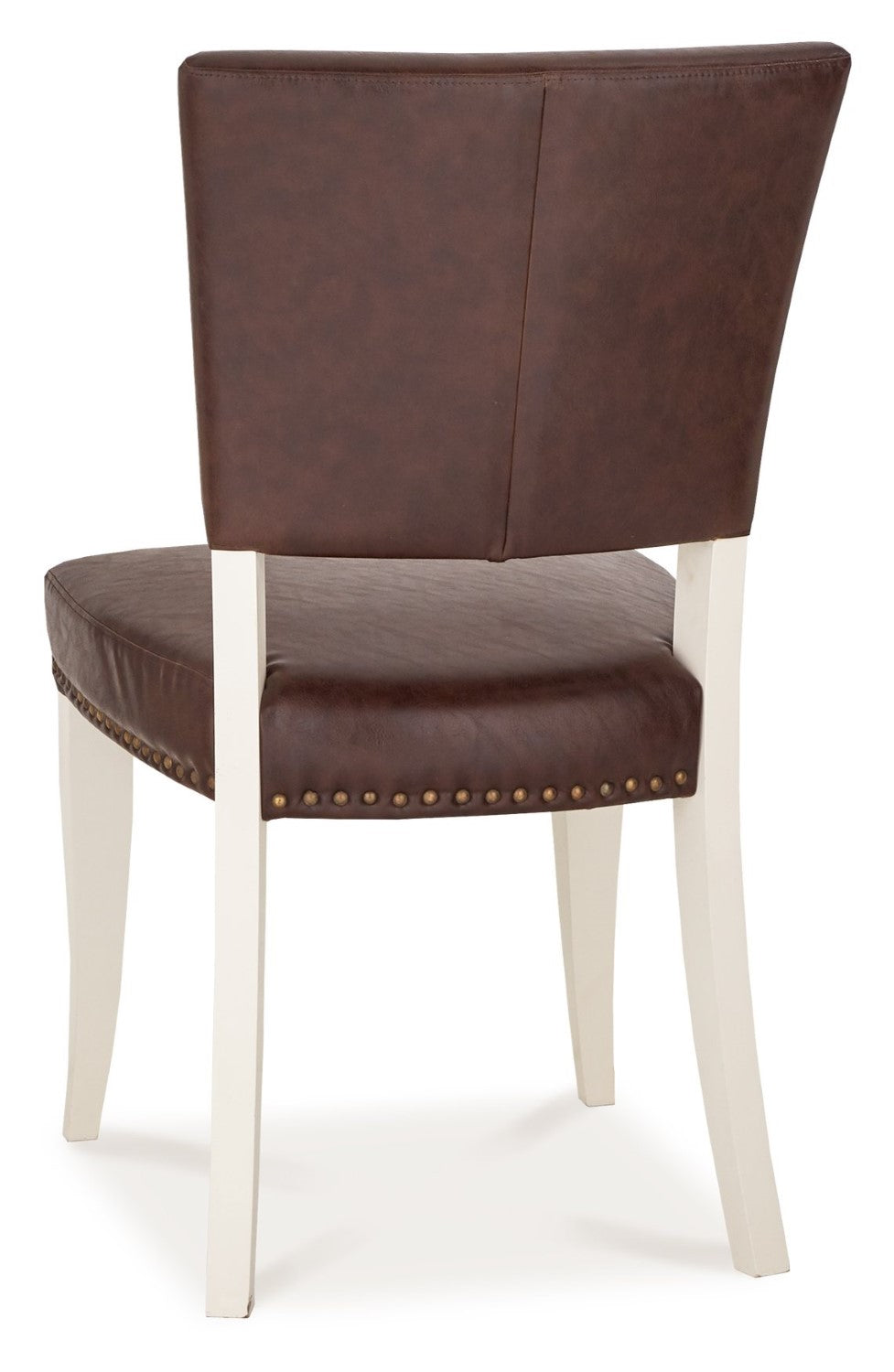 2 Tone Table And 6 Ivory Chairs in Brown Leather - Home Furniture Interiors