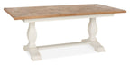 2 Tone Dining Table 6 Rustic Oak Chairs in Tan Leather - Home Furniture Interiors
