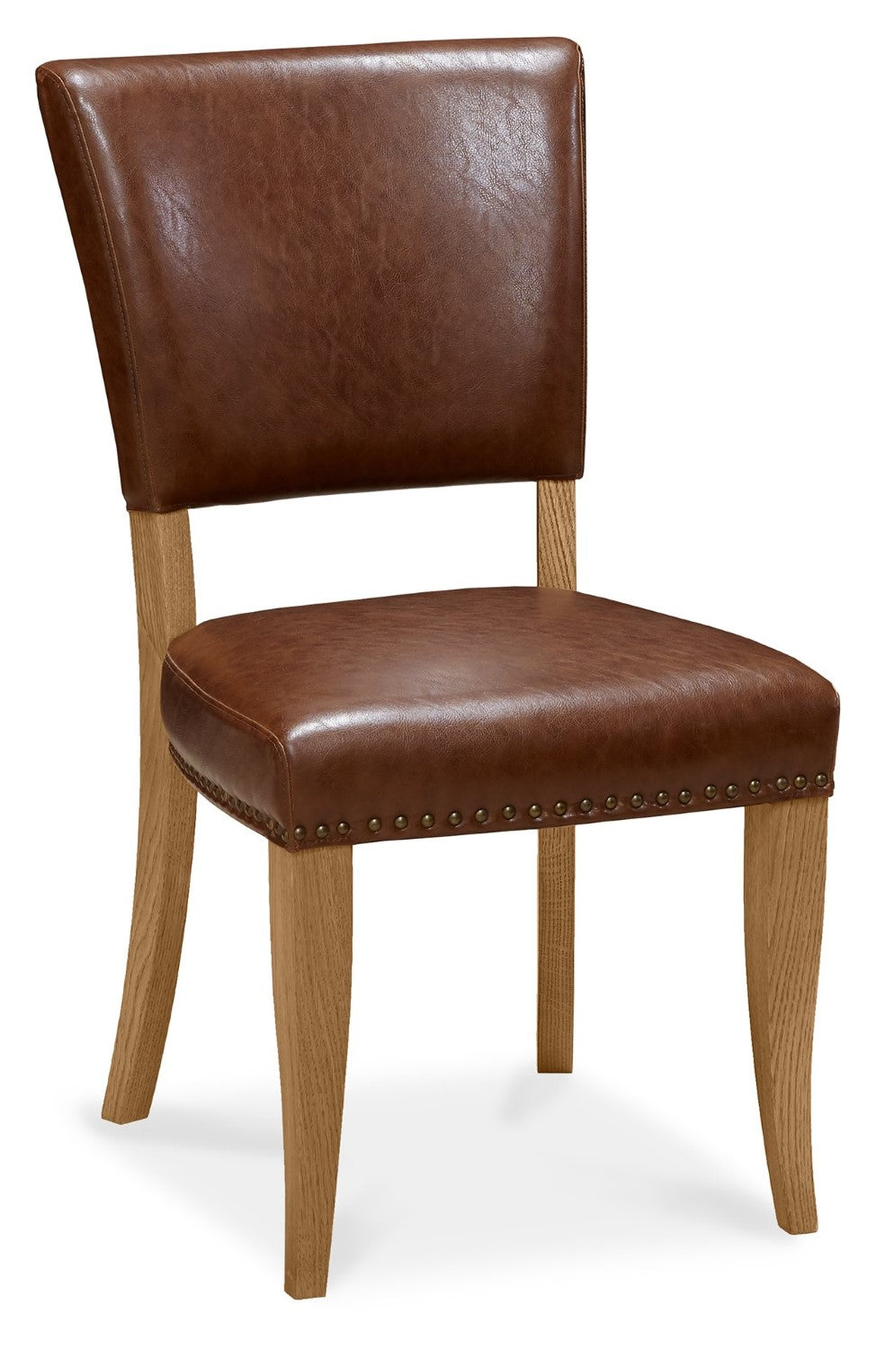 2 Tone Dining Table 6 Rustic Oak Chairs in Tan Leather - Home Furniture Interiors