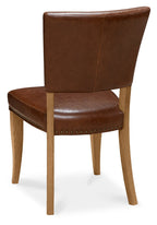2 Tone Dining Table 6 Rustic Oak Chairs in Tan Leather - Home Furniture Interiors