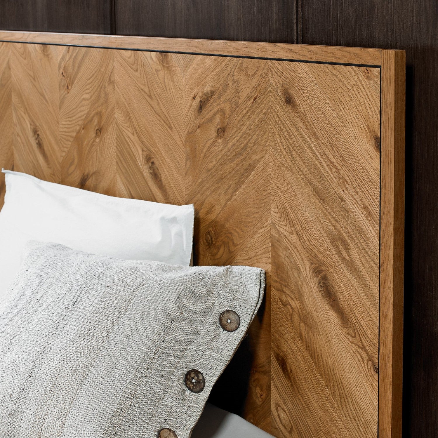Rustic Oak Double Bed Chevron Headboard - Home Furniture Interiors