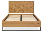 Rustic Oak 5ft King Size Bed Chevron Patterned Headboard - Home Furniture Interiors