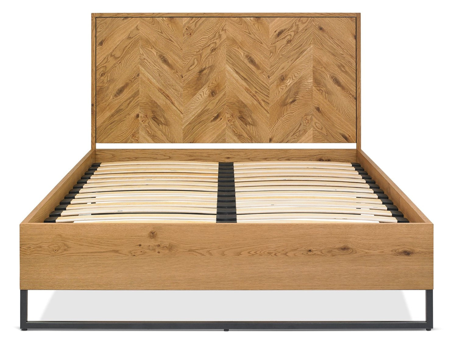 Rustic Chevron Parquet Oak 6ft Super King Size Bed - Home Furniture Interiors