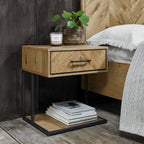 Rustic Oak Bedside Table 1 Drawer and Lower Shelf Base