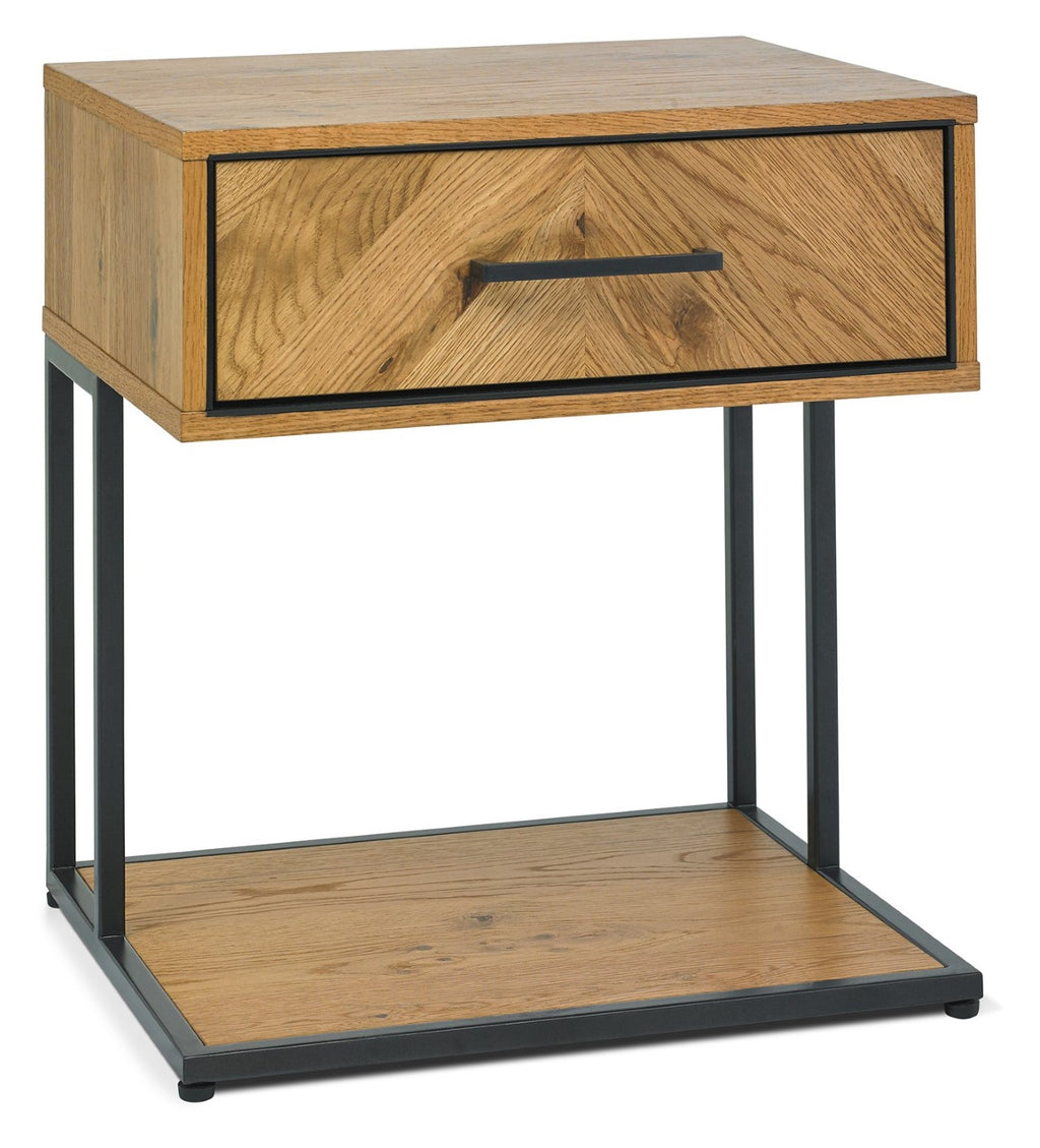 Rustic Oak Bedside Table 1 Drawer and Lower Shelf Base - Home Furniture Interiors