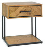 Rustic Oak Bedside Table 1 Drawer and Lower Shelf Base - Home Furniture Interiors