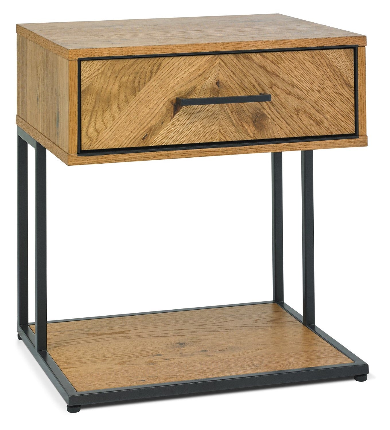Rustic Oak Bedside Table 1 Drawer and Lower Shelf Base - Home Furniture Interiors