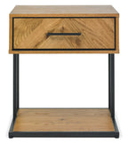 Rustic Oak Bedside Table 1 Drawer and Lower Shelf Base - Home Furniture Interiors
