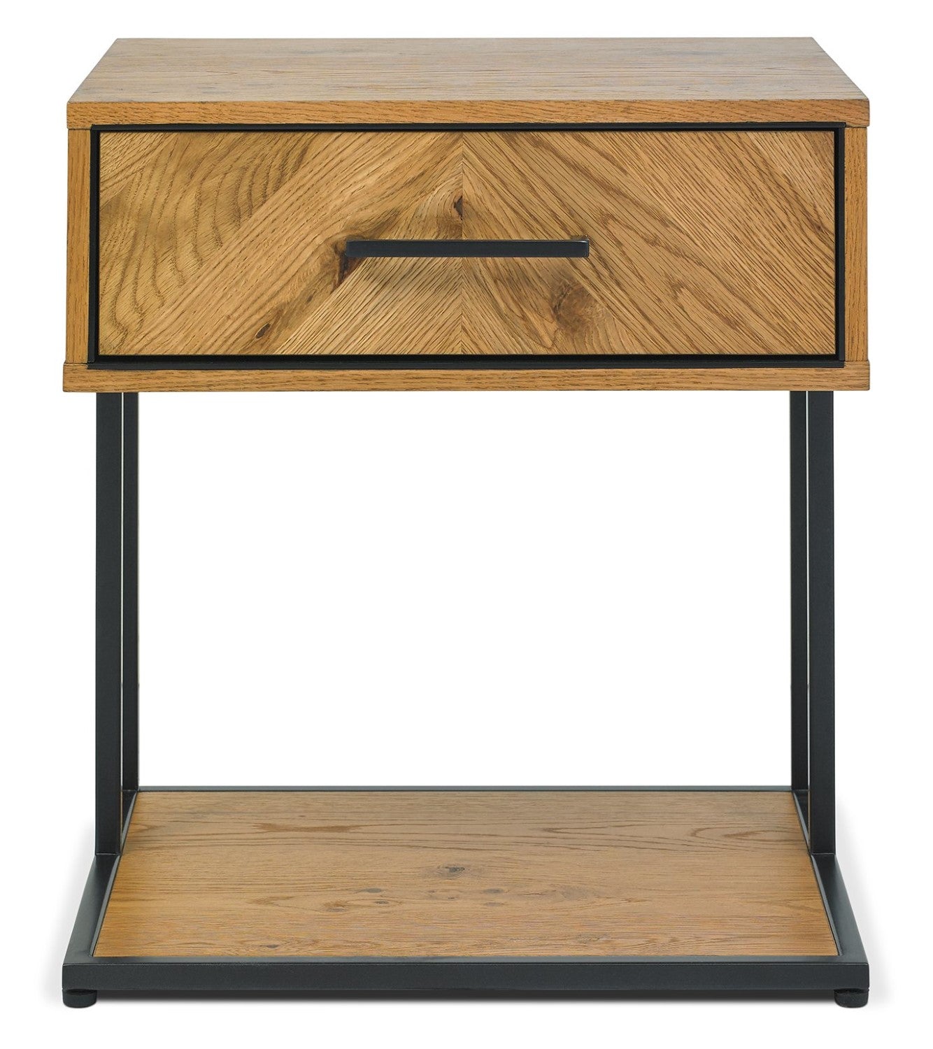 Rustic Oak Bedside Table 1 Drawer and Lower Shelf Base - Home Furniture Interiors