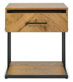 Rustic Oak Bedside Table 1 Drawer and Lower Shelf Base - Home Furniture Interiors