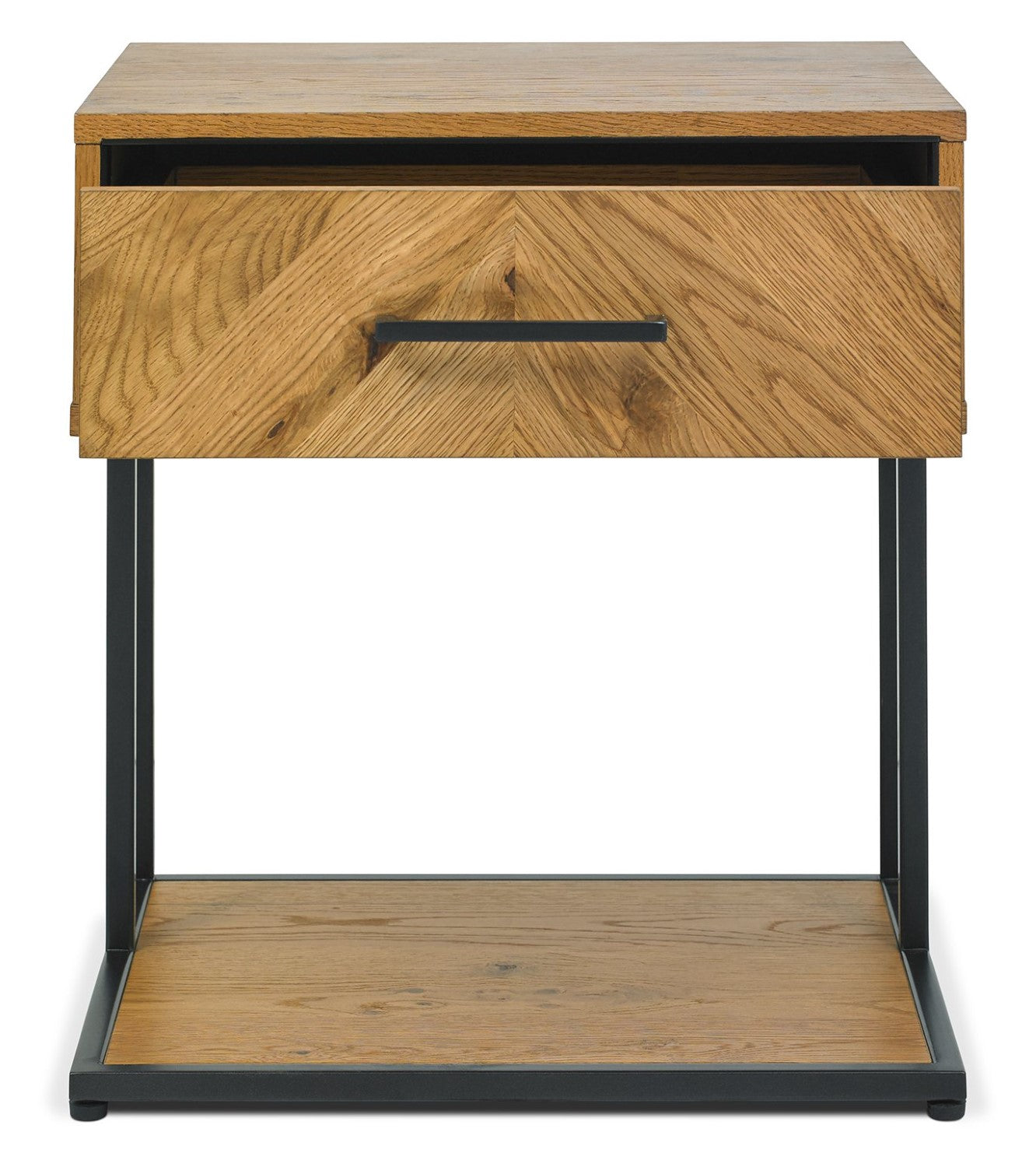Rustic Oak Bedside Table 1 Drawer and Lower Shelf Base - Home Furniture Interiors
