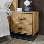 Rustic Chevron Oak 2 Drawer Bedside Chest