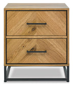 Rustic Chevron Oak 2 Drawer Bedside Chest - Home Furniture Interiors
