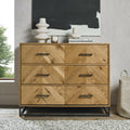 Rustic Oak Chest of 3 Drawers Chevron Design
